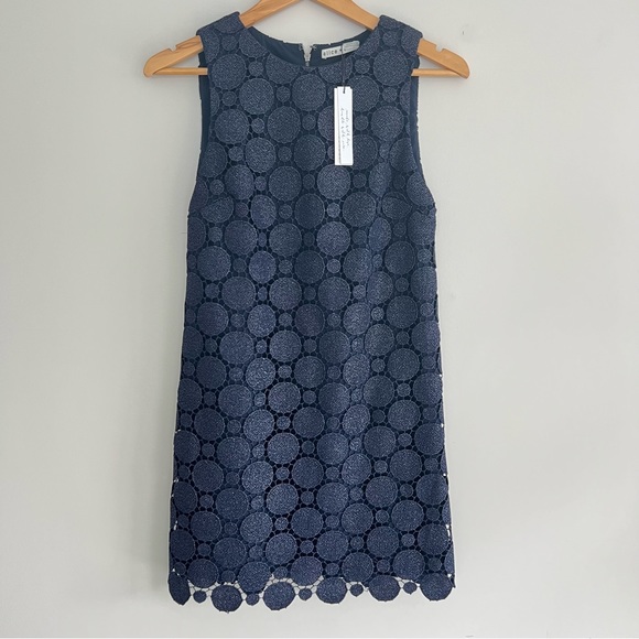 ALICE + OLIVIA Clyde Sapphire Glitter Lace A-Line Sleeveless Mini Dress Sz 4 NWT - Picture 2 of 16